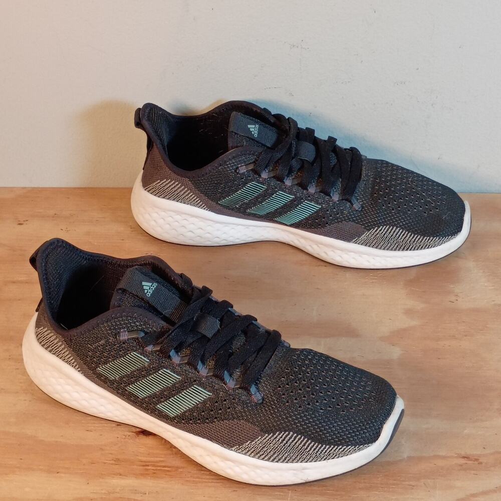 Adidas Fluidflow 2.0 Womens Running Shoes Size 9.5 Black Mesh Sneakers GX8286